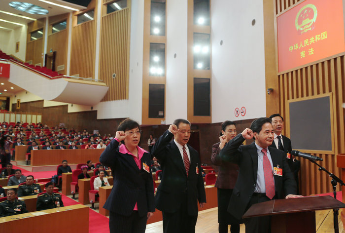 5名新当选的海南省人大常委会委员向宪法宣誓