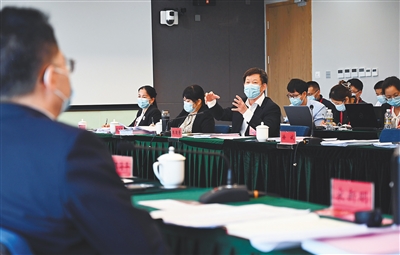 1月13日，参加海南省七届人大一次会议的代表分组审议政府工作报告。图为琼中团代表陈朝芳发言